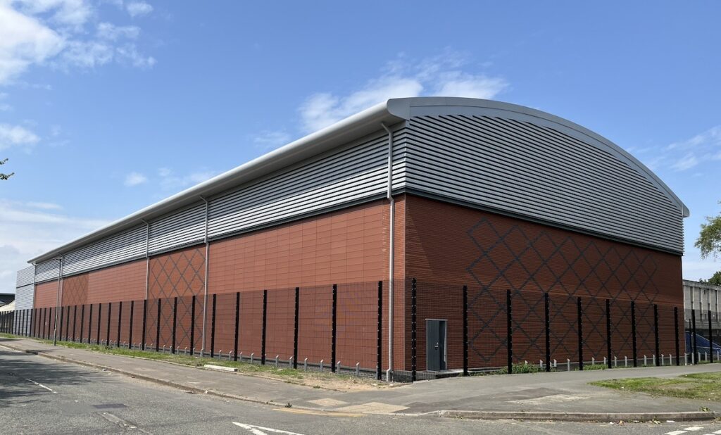 Kerbside view of Caice Acoustic Louvres at MCR2 Manchester Data Centre