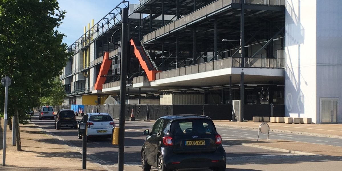Kerbside view of Here East Data Centre with Caice Acoustic Louvres Louvres